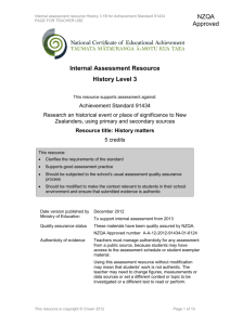 Level 3 History internal assessment resource