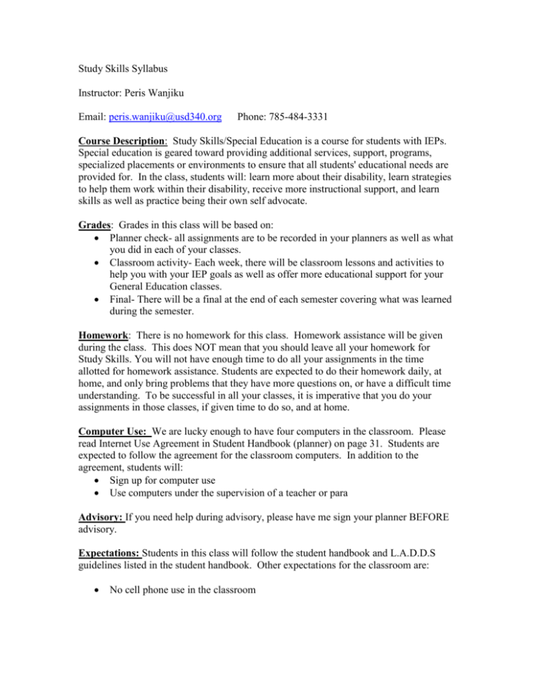 Study Skills Syllabus
