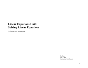 Linear Equation Unit Plan - Soo Han`s E