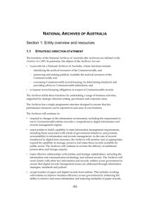 Portfolio budget statements - NATIONAL ARCHIVES OF AUSTRALIA