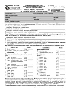 Annual Commercial Recycling Report Form