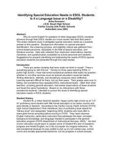 Identifying Special Education Needs in ESOL Students