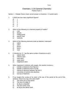 Chemistry 215 Quiz 1 (20 points)