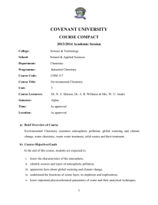 COVENANT UNIVERSITY COURSE COMPACT 2013/2014