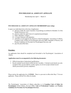 application form - Psychologists` Association of Alberta