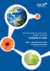Unit B681 - Management of the natural environment - Lesson