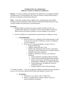 VDH Protocol for Administering Influenza Vaccine