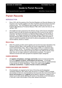 Guide for Parish Records - The Diocese of Hereford