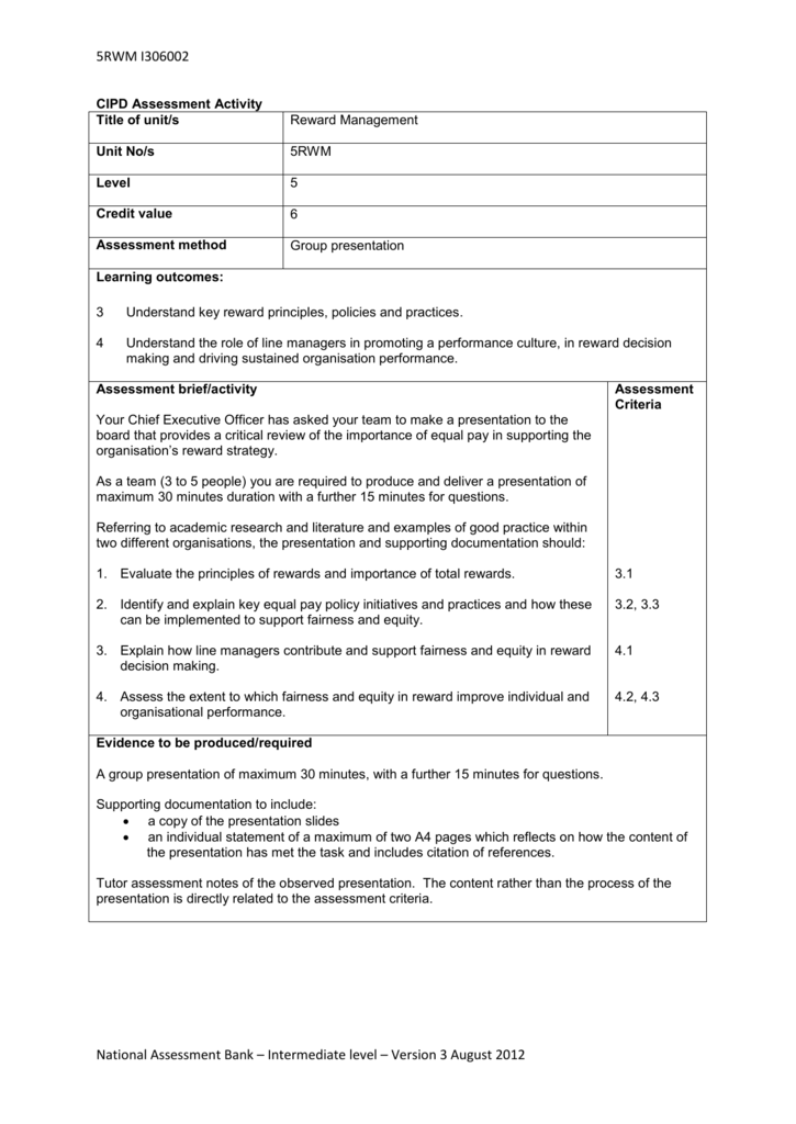 cipd level 5 chr assignment example