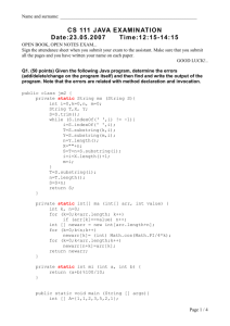 Java Exam (2007 Spring)