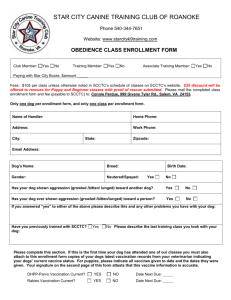 Obedience Class Enrollment Form - Star City Canine Training Club