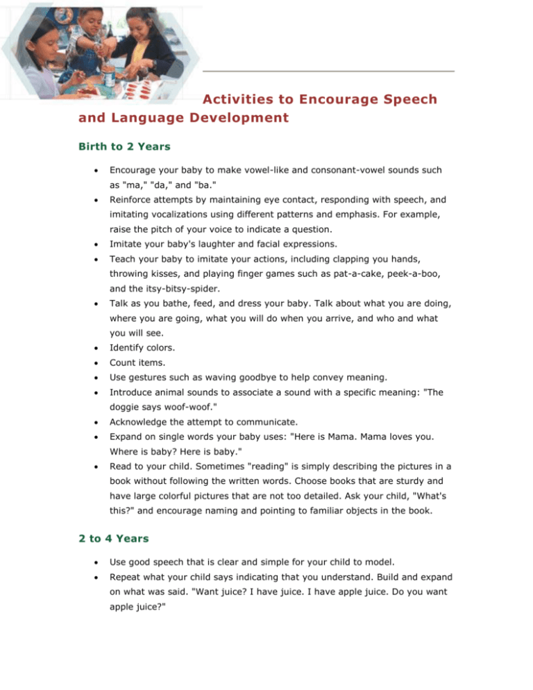 Activities To Encourage Speech And Language Development