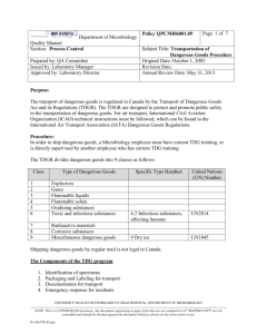 Transportation of Dangerous Goods Procedure QPCMI20001