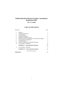 Health (Infectious Diseases) (Further Amendment) Regulations 2005