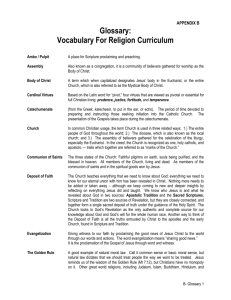 VOCABULARY FOR RELIGION CURRICULUM