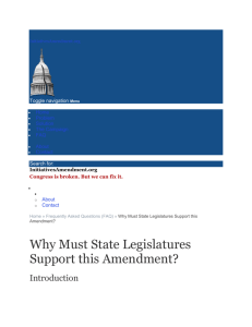 Why Must State Legislatures Support this Amendment