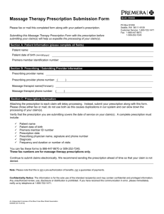 Massage Therapy Prescription Submission Form