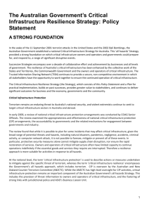Critical Infrastructure Resilience Strategy: Policy Statement [DOC