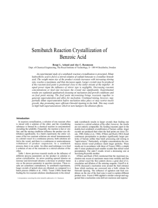 Semibatch Reaction Crystallization of Benzoic Acid