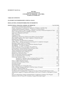 RESIDENT MANUAL - School of Medicine