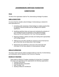 CONSTITUTION OF JOHANNESBURG HERITAGE FOUNDATION