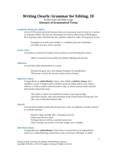 GLOSSARY OF GRAMMATICAL TERMINOLOGY