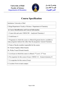 Analytical Chemistry I