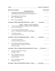 Name: Transitional Algebra Assignments