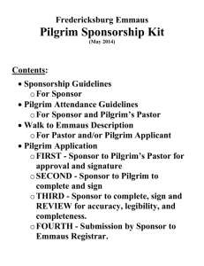 Pilgrim Sponsor Kit - Fredericksburg Emmaus
