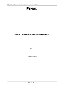 EFET Communications Standard, Version.1.0