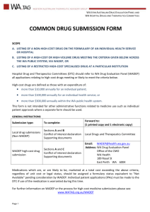 Submission Form for proposed listing of drugs on hospital formularies