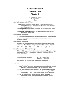 Chemistry 111 Course Notes for Chapter 1