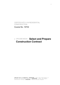 CERTIFICATE IV IN RESIDENTIAL CONSTRUCTION