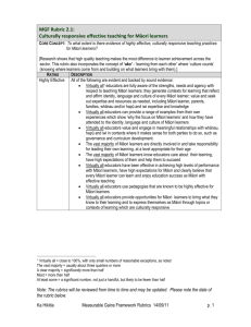 MGF Rubric 2.1 - Culturally responsive effective teaching for Māori