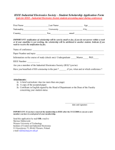 IEEE Industrial Electronics Society Travel Grant Application Form