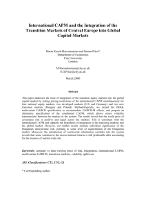 International CAPM and the Integration of the Transition Markets of