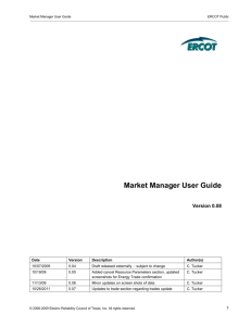 Market Manager User Guide
