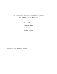 What Constitutes Good Mathematics Teaching and How It Develops: