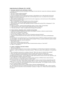 Sample Questions for Philosophy 2233 Part II, Fall 2005