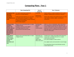 Year 1 Computing Plans