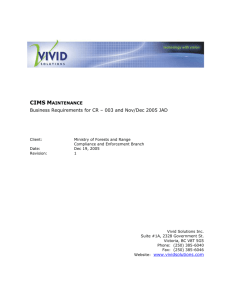 CIMS CR 3 - Business Requirements