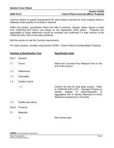 Use this section to specify requirements for cast-in