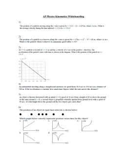 Worksheet 1.1 – Kinematics In 1D