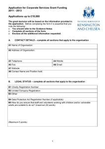 Application for Corporate Services Grant Funding 2011