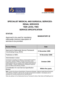 Renal Services - Nationwide Service Framework Library