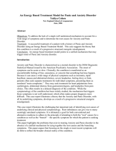 An Energy Based Treatment Model for Panic and Anxiety Disorder