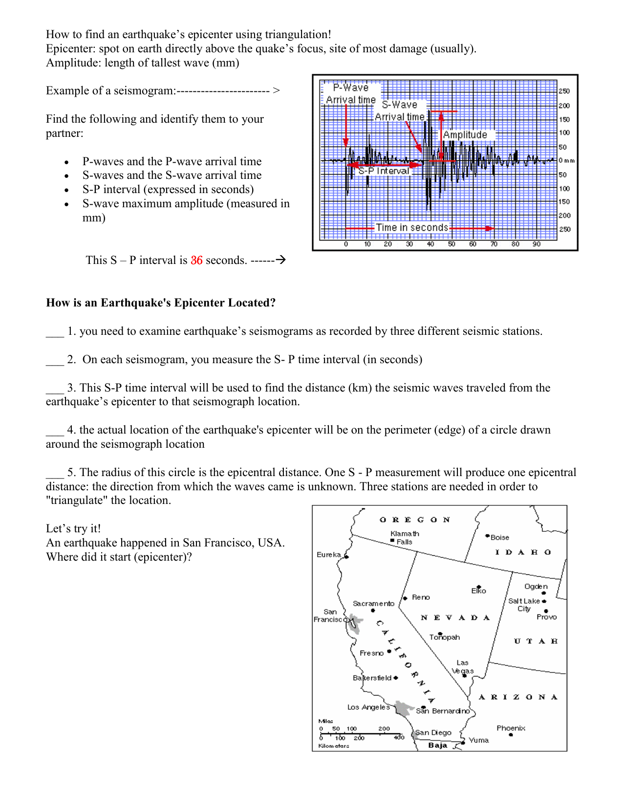 Earthquake Triangulation Worksheet