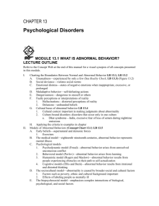 Module 13.1 What is Abnormal Behavior? Lecture Outline