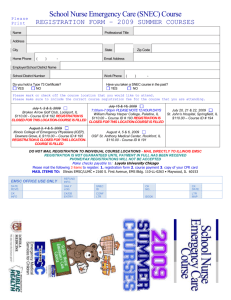 school nurse emergency care course registration form