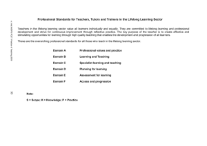 Professional Standards for Teachers, Tutors and Trainers in the